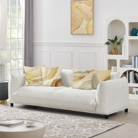 Bonhause Modern Marble Cushion Covers 45 x 45 cm Orange Brown Gold Abstract Decorative Throw Pillow Covers for Sofa Couch Bed Home Garden Patio Decor Set of 4