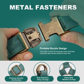 Didog PU Leather No Pull Dog Harness - Step in Dog Harness with Antique Bronze Metal Buckle, Easy Walk Dog Halter Harness for Medium Large Dogs Walking Training (Green, M: Chest 20-29")