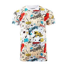 SCREENSHOTBRAND-S11025 Mens Hip-Hop Premium Hipster Tee - Graffiti Crazy Cartoon Writing Print T-Shirt-Multicolor-2XLarge