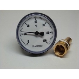 Afriso Bi-Metal Dial Thermometer 0 to 120 °C 63 mm with Plastic Case
