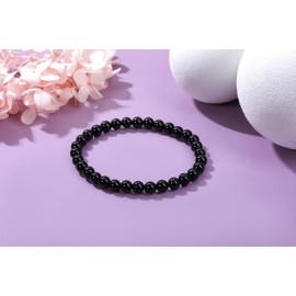 Jovivi Crystal Bracelet,6mm Mens Natural Black Onyx Healing Crystal Stone Anxiety Beaded Bracelet for Women Jewellery Gifts Christmas Birthday