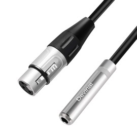 Devinal XLR to 1/4" Female Adapter, 3 Pin to 6.35mm Socket Audio Cord, Metal Construction, 5FT/1.5M