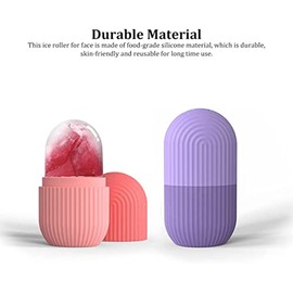 Ice Roller Rodillo de Hielo para la Cara Agarre Antideslizante Rodillos de Hielo para la Cara Silicona Duradera Fácil Operación Molde de Hielo Facial para Belleza Facial Apriete (Morado)