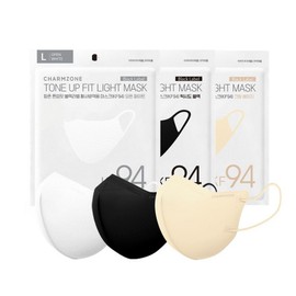 Charmzone KF94 New Tone-Up Fit Black Label Light Mask 25 Sheets Medium Large Latest Manufacturing / 참존 KF94 뉴 톤업핏 블랙라벨 라이트 마스크 25매 중형 대형 최신제조