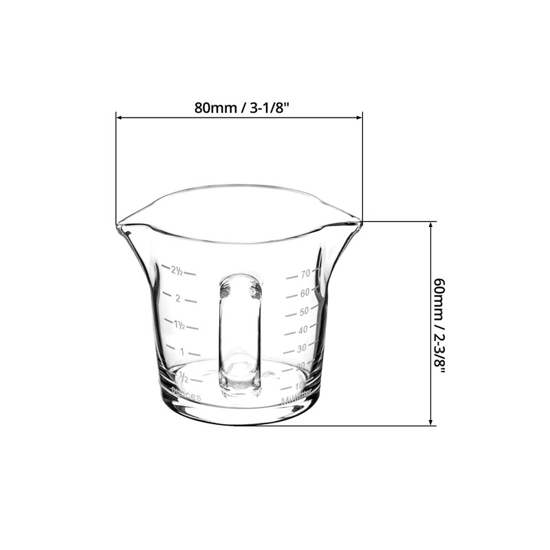 QWORK Espresso Shot Glass with Handle, 4 Pack 3-Ounce Double