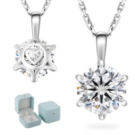 KRKC&CO Moissanite Necklace for Women, 14K/White Gold Diamond Pendant 0.5-4CT, Sterling Silver Lab Created Solitaire, GRA Certificate, Adjustable 18+2 inches Chain Jewelry for Her