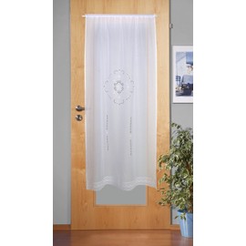 Home Fashion 023, 715, 180X0090 CM Embroidered Door Curtains Linen Fabric, White, 180 x 90 cm
