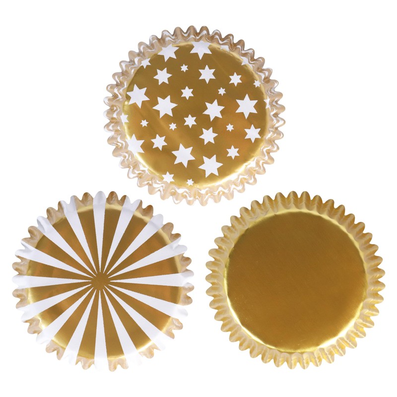PME Christmas Foil-Lined Cupcake Cases - Metallic Gold & Silver