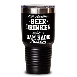 ODTGifts Funny Ham Radio Tumbler Just Another Beer Drinker With A Ham Radio Problem 30oz Stainless Steel Black