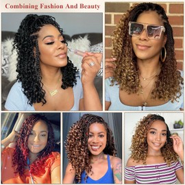 Boho Box Braids Crochet Hair 8 Packs Boho Crochet Braids Pre Looped 1B/30/27 Goddess Box Braids Crochet Hair for Black Women 14 Inch Boho Braids Crochet Hair Extension