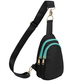 MEEJUNE Small sling bag for Women Nylon Crossbody Fanny Packs Purses chest Bag with adjustable shoulder strap (Black)