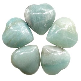 Ladeukoi 5Pcs Natural Mookaite Crystal Love Heart Stone, Polished Palm Pocket Stones Healing Therapy Chakra Balancing 1 Inch(25mm)