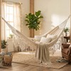 Canvas Tassel Hammock Bohemian White Double 2-Person — GRSECPO