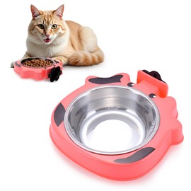 ABC PACK & SUPPLY Pink Water Bowl for Dog Crate, 7.5x7.4x1.7 Inches. Cat and Dog Crate Water Bowl No Spill. Stainless Steel Kennel Accessories. Pet Carrier Food Dish. Rabbit Cage Feeder