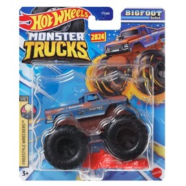 Hot Wheels Monster Trucks New for 2024 1:64 Scale (Bigfoot 4x4x4 5/12 Freestyle Wreckers)