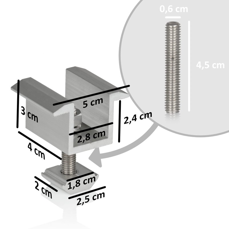 Zelsius Solar Panel Bracket Rail with Centre Clamps, Solar Panel