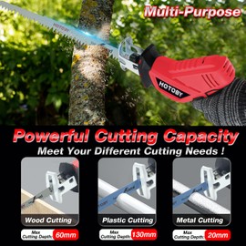Reciprocating Saw, Cordless, Electric Reciprocating Saw with 2 Batteries, Includeds 8 Blades Kit, Tool-free Blade Change, Variable Speed, Multi-Purpose, For DIY Wood Metal PVC Cutting (Red)