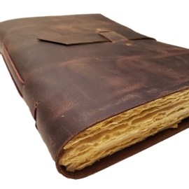 Large Vintage Leather Photo Album with Buckle Closure - Scrapbook Style Pages, Gift Box Included - Holds 200 4x6 or 5x7 Photos