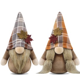 Gehydy Deko Herbst Wichtel Figuren 2er Set Herbstdeko Wichtel Dekoration Autumn Zubehör für Home Küche 18cm
