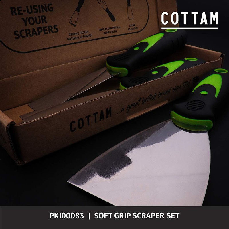 COTTAM Soft Grip Scraper Set (Pack of 3) - In