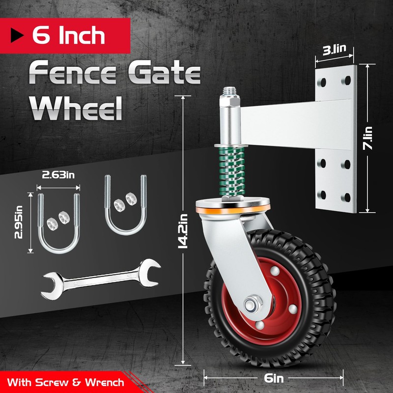 6 Inch Heavy Duty Fence Gate Wheel 500lb Capacity for