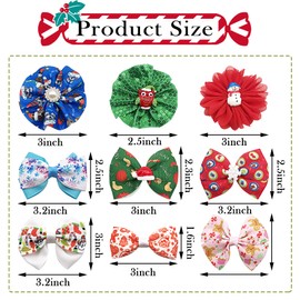 PET SHOW 12pcs Christmas Small Dogs Collar Charms Flowers Bow Ties for Xmas Holiday Party Costumes Medium Dog Cats Doggies Collars Attachment Grooming Accessories