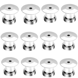 DACUAN 12 PCS Silver Round Metal Magnet Backs Locking Pin, Metal Locking Pin Locks Backs for Brooches, Jewelry Buckle Accessories (0.39 * 0.31 * 0.27in)