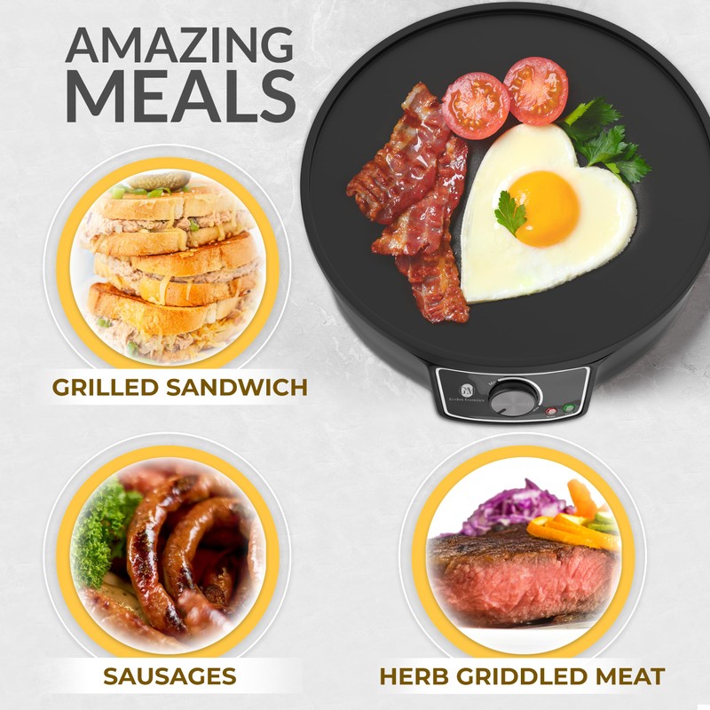 Crepe Maker Machine (Easy to Use), Pancake Griddle – Nonstick
