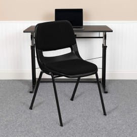 Flash Furniture Black Padded Ergonomic Shell Chair with Right Handed Flip-Up Tablet Arm