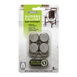Slipstick CB255 1 Inch Floor Protector Chair Glides/Furniture Slider Feet (Set of 8) Self Stick or Screw On - Chocolate Brown
