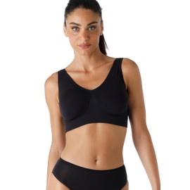 Lovable Reggiseno Senza Ferretto Invisibile | Brassière, Top Sportivo, Sport Yoga in Microfibra Senza Cuciture | Seamless | Active Comfort Donna, Nero, 4/L