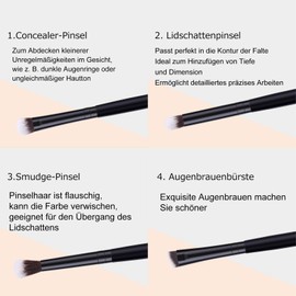 MSQ Set of 4 Eye Brush Set Makeup Eyeshadow Brush Set Makeup Blender Brush Eye Brush Sets Blending Brush Eye Brush Set Makeup Brush Set Eyeshadow Brush Black