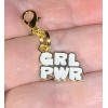 Gold Girl Power GRL PWR Charm Zipper Pull &Keychain Add