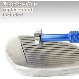 Betgod Golf Groove Sharpener,Golf Club Groove Sharpener,Groove Sharpener,Club Sharpener,Groove Sharpening Tool - Generate Optimal Backspin - Suitable for U & V-Grooves (6 Heads) (Blue)
