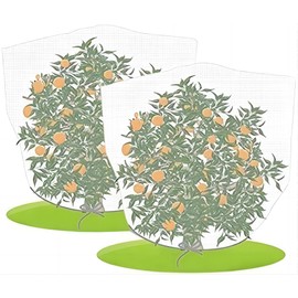 Agfabric Bird Netting 48" Hx55 W Garden Netting Insect Pest Barrier,Plant Cover Fruit Tree Netting Mesh Protection Bag with Drawstring,White,2 Pack