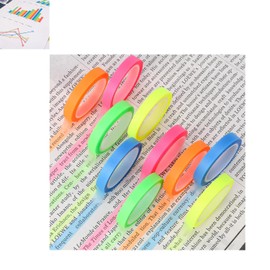 Dolaso 10 Rolls Highlighter Tape, 0.24inch X 16.4ft Removable Neon Fluorescent Strips Transparent Writable Removable Fluorescent Neon Tapes for Students Teachers Marking Books Reading