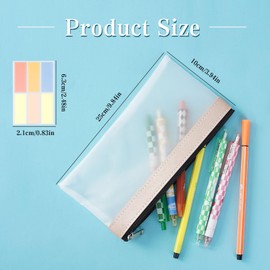 WATUNID 6 Pcs Clear Pencil Pouch, Small Pencil Case with 60Pcs Label Stickers, Waterproof Pen Holder with Zipper, Frosted Travel Storage Pouch, Multi-Purpose Pencil Bag for School Home Office Supplies