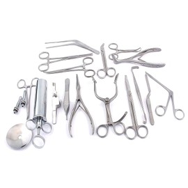 WellnessD'Light - New Set of 16 PCS (ENT) Ear and Nose Instruments Forceps Vienna Nasal Speculum Hartman Alligator ! Ear Syringe Scissors