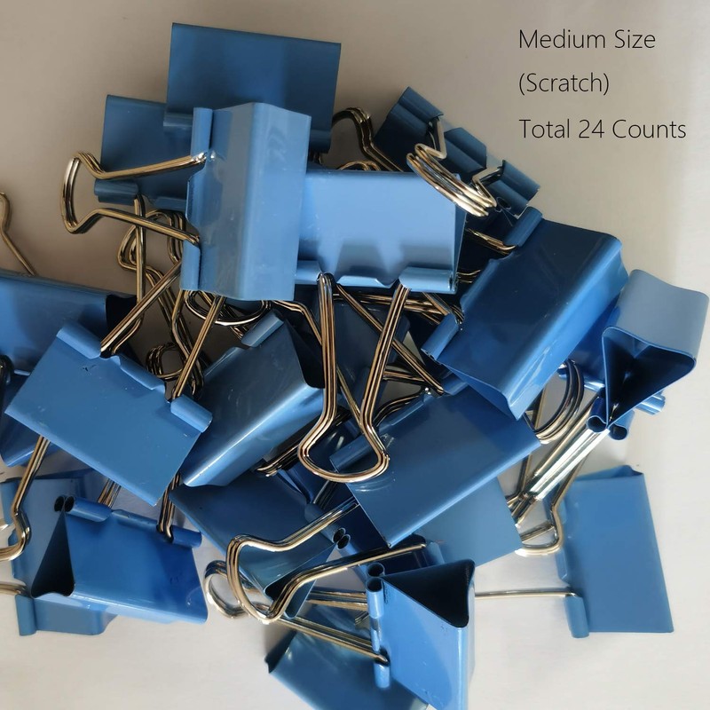 Medium Binder Clips Blue Color 1-1/4" / 1.25 inches /