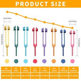 LeSage Tuning Forks for Healing Set Chakra Weighted Tuning Forks for Energy Clearing Yoga,Meditation Sound Therapy Healing Instruments 7 Chakra and 1 Soul Purpose Tuning Forks