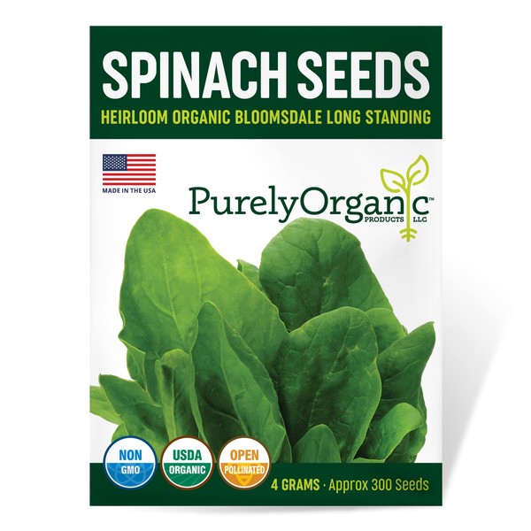 Purely Organic Spinach Seeds (Bloomsdale Long Standing) - Approx 300