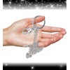 Aqua79 Hummingbird Keychain - Silver 3D Sparkly Bird Charm Rhinestones,