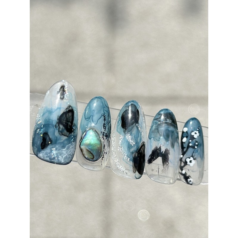 Real life gangster Phalaenopsis handmade nail tips - Square /