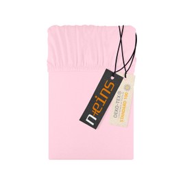 npluseins Jersey Fitted Sheet 100% Cotton - Available in 22 Colours - 6 Sizes, Approx. 90-100 x 200 cm, Pink