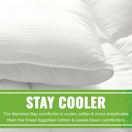 Bamboo Bay 100% Viscose from Bamboo Comforter - Lightweight, Cooling Comforter for Hot Sleepers - Organic & Hypoallergenic All Seasons Comforter - 94 x 104 Inches (King Size, White)