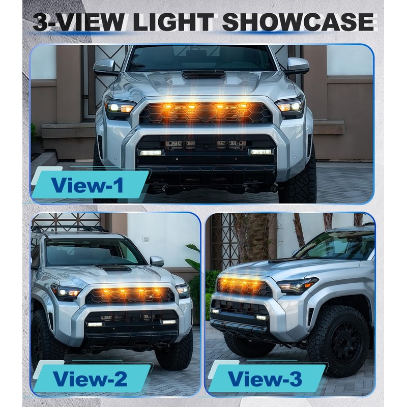 Direct-Snap LED Grill Lights for 2025 2026 Toyota 4Runner Raptor