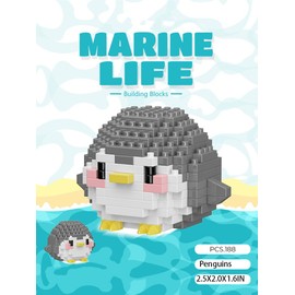 Jollcnoia Penguins Cute Sea Animals Creature Building Toy Blocks Marine Life Mini Bricks Micro Building Toys