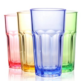 RAONEUS Plastic Glasses Unbreakable Tumblers Coloured Glasses Acrylic Glasses Drinking Cups for BBQ’s,Camping,Picnic,Birthday Party,Everyday Use (405ml Color)