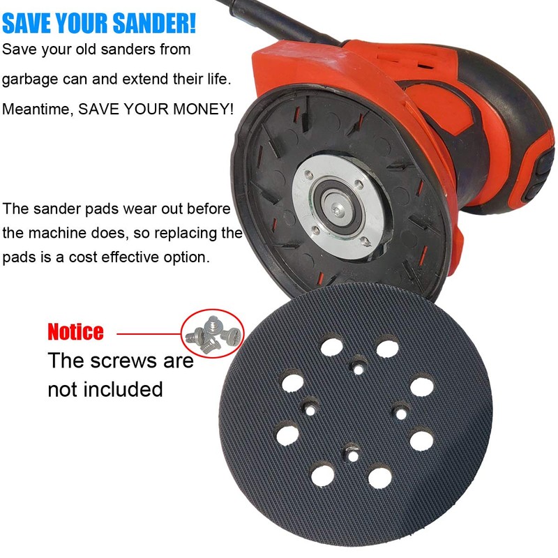 5-Inch 8-Hole Hook & Loop Sander Backing Pad Replacement Pad