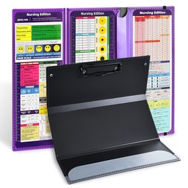 Vuzvuv Nursing Clipboard Foldable, Purple Nurse Pocket Clipboard 3 Layers with Nursing Medical Edition Cheat Sheets, Foldable Nurse Clip Boards Notepad for Students, Nurses, Doctors and Medical Staff